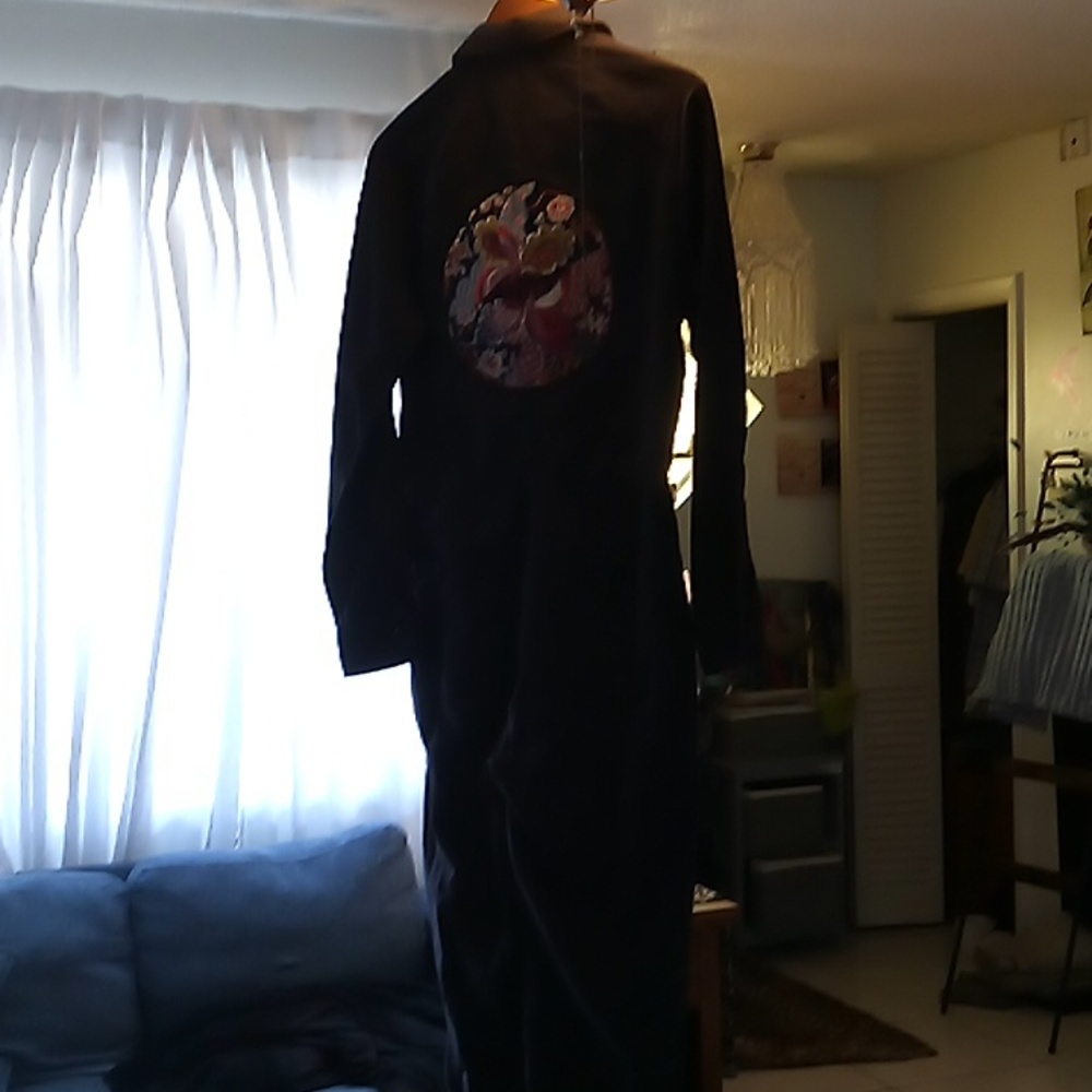 New Black Jumpsuit with Embroided Patches....One Of A Kind.... - Picture 5 of 6